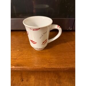 Mary Kay Red Lipstick Kiss Print Coffee Mug White Ceramic Makeup Consultant Gift